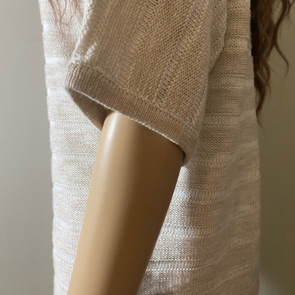 Chico’s Knit Cream Ribbed Blouse Top Drop Sleeves - Picture 5 of 13